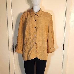 Women's Coldwater Creek 3/4 Sleeve Lightweight Blazer Tan VNTG 90s Size XL-18/20